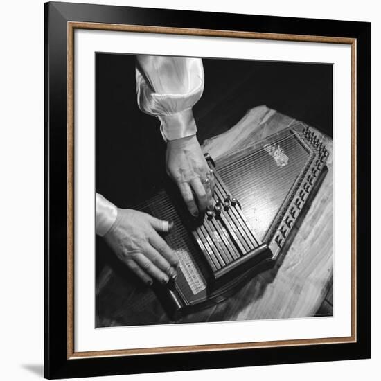 Hands of Sara Carter of the Legendary Carter Family Musicians, Fingering an Autoharp-Eric Schaal-Framed Premium Photographic Print