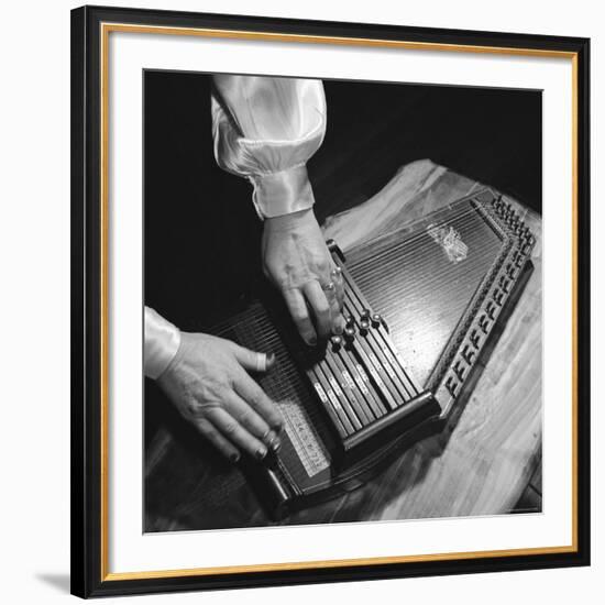 Hands of Sara Carter of the Legendary Carter Family Musicians, Fingering an Autoharp-Eric Schaal-Framed Premium Photographic Print