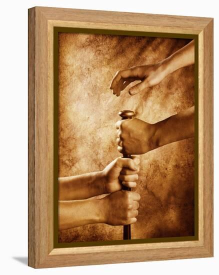 Hands on Baseball Bat-Colin Anderson-Framed Premier Image Canvas