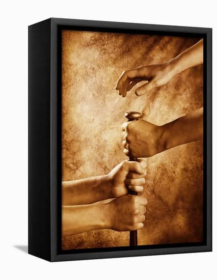 Hands on Baseball Bat-Colin Anderson-Framed Premier Image Canvas