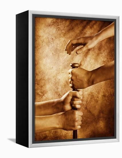 Hands on Baseball Bat-Colin Anderson-Framed Premier Image Canvas