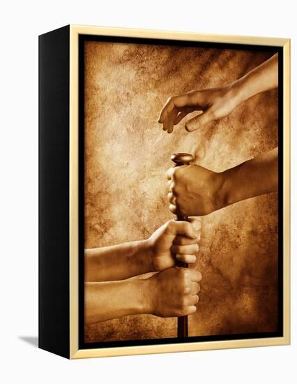 Hands on Baseball Bat-Colin Anderson-Framed Premier Image Canvas