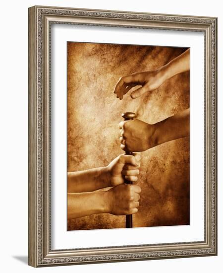 Hands on Baseball Bat-Colin Anderson-Framed Photographic Print