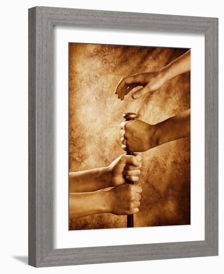 Hands on Baseball Bat-Colin Anderson-Framed Photographic Print