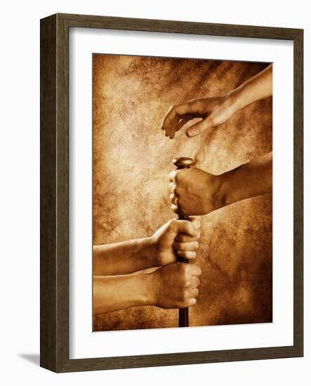 Hands on Baseball Bat-Colin Anderson-Framed Photographic Print