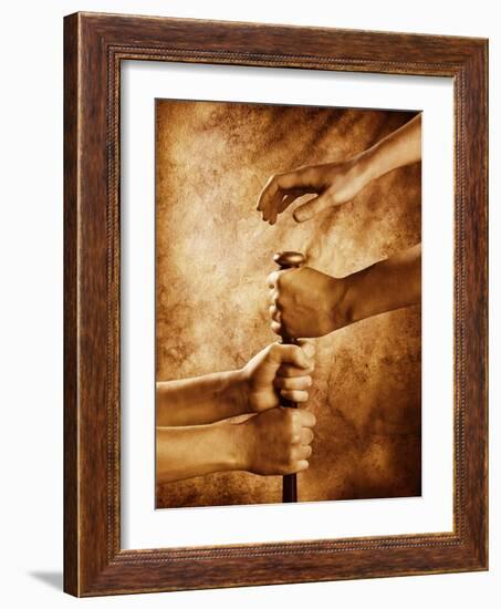 Hands on Baseball Bat-Colin Anderson-Framed Photographic Print