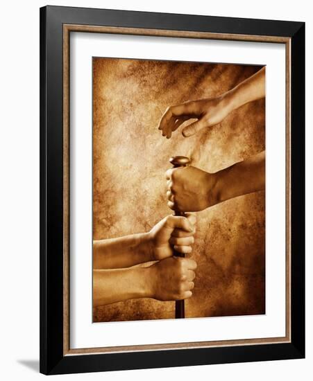 Hands on Baseball Bat-Colin Anderson-Framed Photographic Print