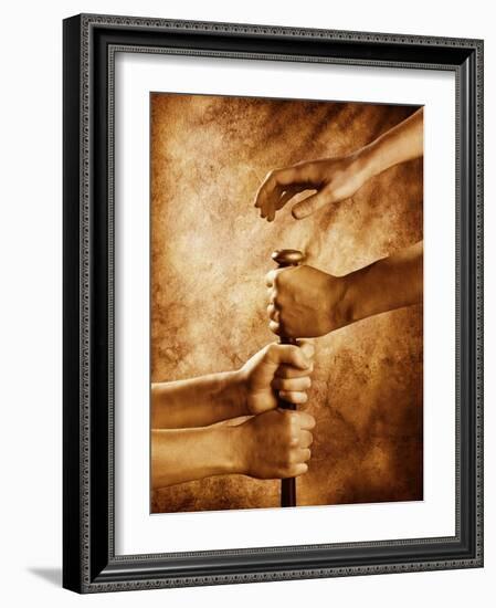 Hands on Baseball Bat-Colin Anderson-Framed Photographic Print