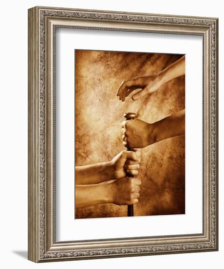 Hands on Baseball Bat-Colin Anderson-Framed Photographic Print