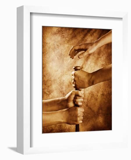 Hands on Baseball Bat-Colin Anderson-Framed Photographic Print