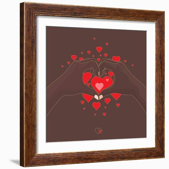 Hands Shaping A Heart Form-karnoff-Framed Art Print