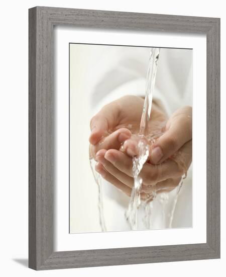 Hands under Running Water-null-Framed Photographic Print