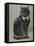 Handsome Black Cat Sir Thomas Mouser Sits Posed with a Green Ribbon Around His Neck-null-Framed Premier Image Canvas