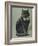 Handsome Black Cat Sir Thomas Mouser Sits Posed with a Green Ribbon Around His Neck-null-Framed Photographic Print