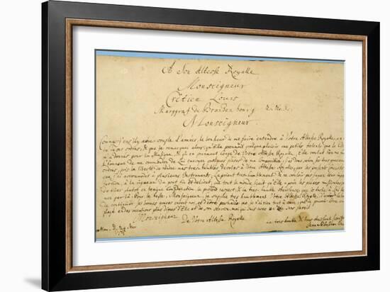 Handwritten Dedication of 'Brandenburger Concertos' to Christian Ludwig, Margrave of Brandenburg-Johann Sebastian Bach-Framed Giclee Print