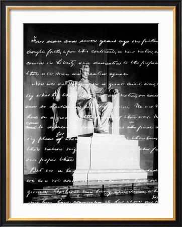 Handwritten Gettysburg Address Superimposed over Statue at Lincoln  Memorial' Photographic Print | Art.com