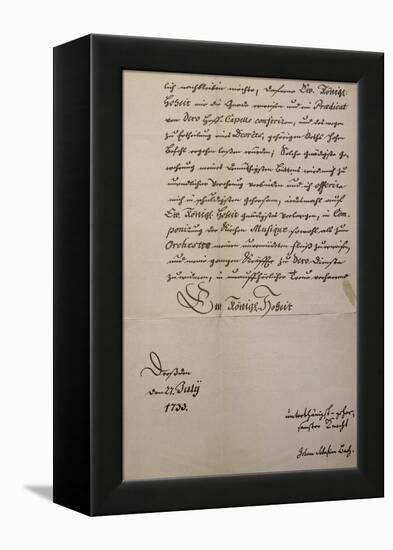 Handwritten Letter to King of Saxony to Accompany Mass in B Minor, Bmw 232 1733-Johann Sebastian Bach-Framed Premier Image Canvas