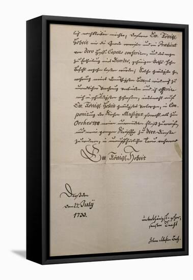 Handwritten Letter to King of Saxony to Accompany Mass in B Minor, Bmw 232 1733-Johann Sebastian Bach-Framed Premier Image Canvas