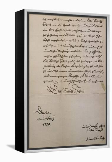 Handwritten Letter to King of Saxony to Accompany Mass in B Minor, Bmw 232 1733-Johann Sebastian Bach-Framed Premier Image Canvas