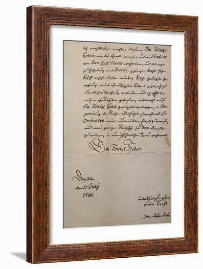 Handwritten Letter to King of Saxony to Accompany Mass in B Minor, Bmw 232 1733-Johann Sebastian Bach-Framed Giclee Print