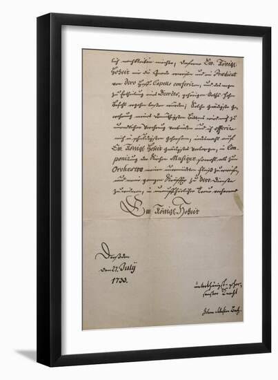 Handwritten Letter to King of Saxony to Accompany Mass in B Minor, Bmw 232 1733-Johann Sebastian Bach-Framed Giclee Print