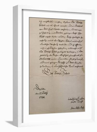 Handwritten Letter to King of Saxony to Accompany Mass in B Minor, Bmw 232 1733-Johann Sebastian Bach-Framed Giclee Print