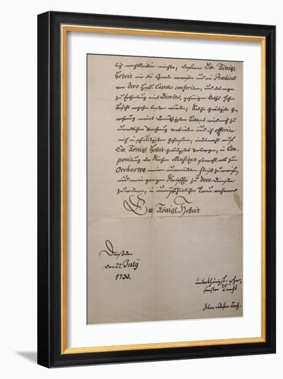 Handwritten Letter to King of Saxony to Accompany Mass in B Minor, Bmw 232 1733-Johann Sebastian Bach-Framed Giclee Print