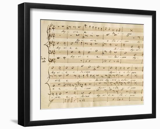 Handwritten Music Score of Mass for Four Voices, Kyrie Eleison-Giovanni Pierluigi da Palestrina-Framed Giclee Print