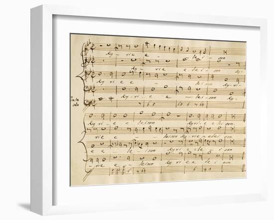 Handwritten Music Score of Mass for Four Voices, Kyrie Eleison-Giovanni Pierluigi da Palestrina-Framed Giclee Print