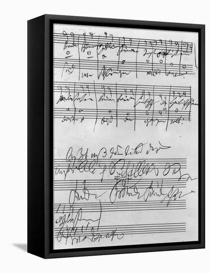 Handwritten Musical Score (Ink on Paper)-Ludwig Van Beethoven-Framed Premier Image Canvas
