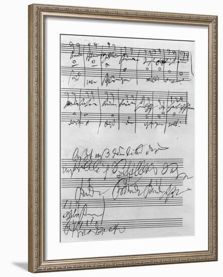 Handwritten Musical Score (Ink on Paper)-Ludwig Van Beethoven-Framed Giclee Print