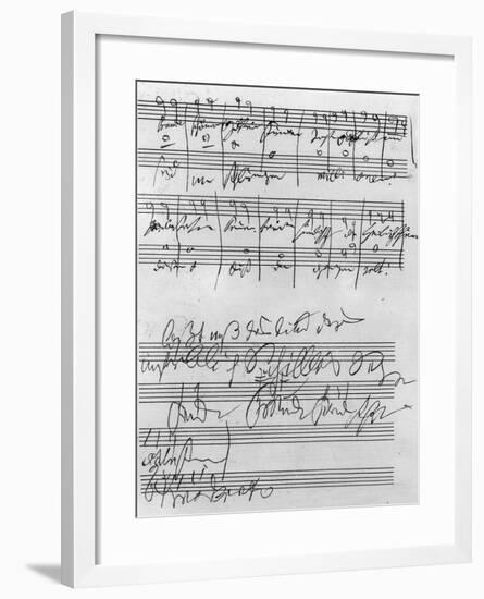 Handwritten Musical Score (Ink on Paper)-Ludwig Van Beethoven-Framed Giclee Print