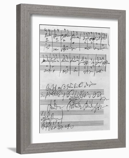 Handwritten Musical Score (Ink on Paper)-Ludwig Van Beethoven-Framed Giclee Print