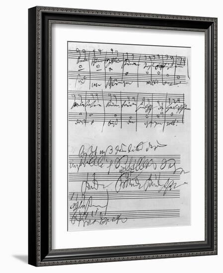 Handwritten Musical Score (Ink on Paper)-Ludwig Van Beethoven-Framed Giclee Print