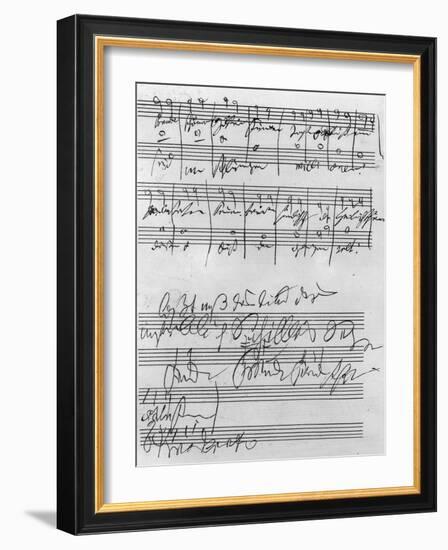 Handwritten Musical Score (Ink on Paper)-Ludwig Van Beethoven-Framed Giclee Print