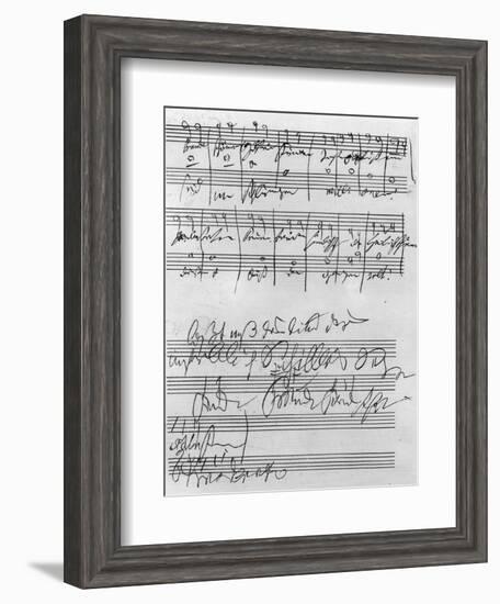 Handwritten Musical Score (Ink on Paper)-Ludwig Van Beethoven-Framed Giclee Print