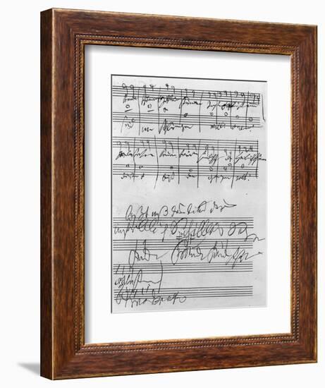 Handwritten Musical Score (Ink on Paper)-Ludwig Van Beethoven-Framed Giclee Print