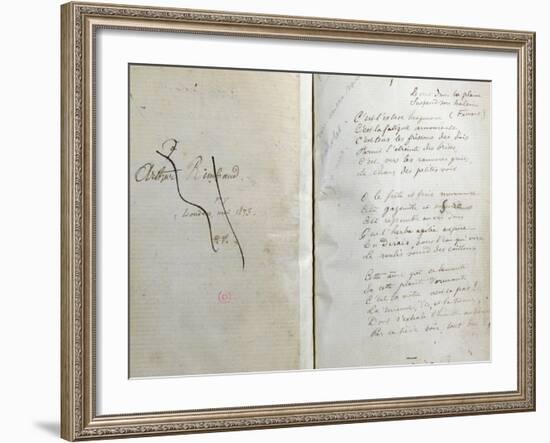 Handwritten Pages from "Romances Sans Paroles" with Crossed out Dedication to Arthur Rimbaud, 1873-Paul Verlaine-Framed Giclee Print