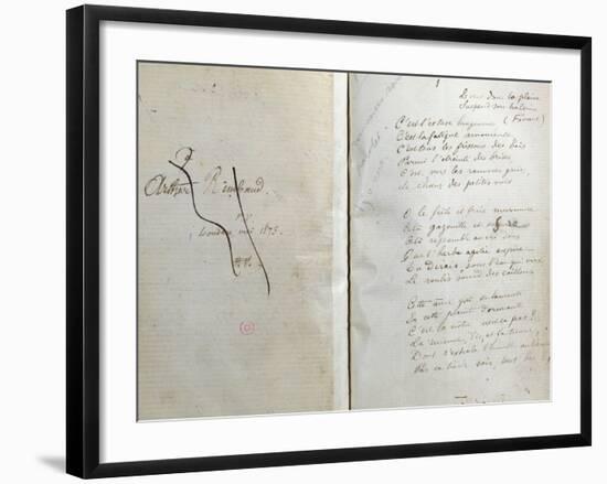 Handwritten Pages from "Romances Sans Paroles" with Crossed out Dedication to Arthur Rimbaud, 1873-Paul Verlaine-Framed Giclee Print