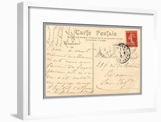 Handwritten Postcard Sent to Madame J. Monet (Ink on Paper) (Verso for Recto See 233965)-French-Framed Giclee Print