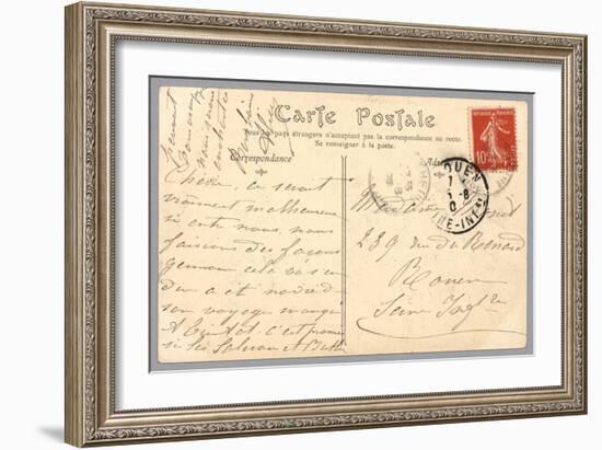Handwritten Postcard Sent to Madame J. Monet (Ink on Paper) (Verso for Recto See 233965)-French-Framed Giclee Print