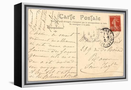 Handwritten Postcard Sent to Madame J. Monet (Ink on Paper) (Verso for Recto See 233965)-French-Framed Premier Image Canvas