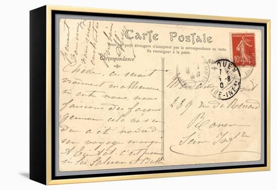 Handwritten Postcard Sent to Madame J. Monet (Ink on Paper) (Verso for Recto See 233965)-French-Framed Premier Image Canvas