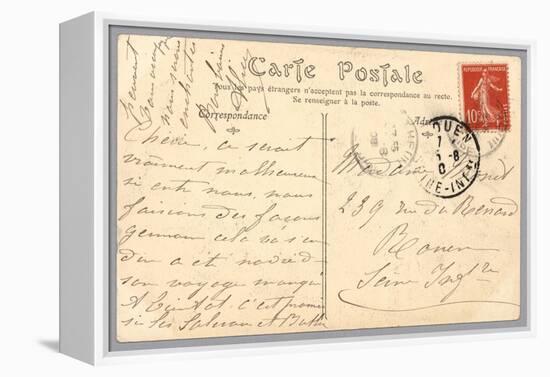 Handwritten Postcard Sent to Madame J. Monet (Ink on Paper) (Verso for Recto See 233965)-French-Framed Premier Image Canvas