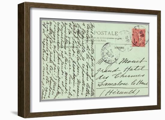 Handwritten Postcard Sent to Madame Monet (Ink on Paper) (Verso for Recto See 233968)-French-Framed Giclee Print
