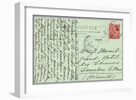 Handwritten Postcard Sent to Madame Monet (Ink on Paper) (Verso for Recto See 233968)-French-Framed Giclee Print