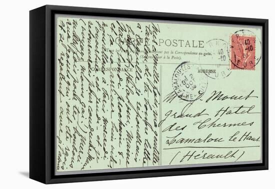 Handwritten Postcard Sent to Madame Monet (Ink on Paper) (Verso for Recto See 233968)-French-Framed Premier Image Canvas