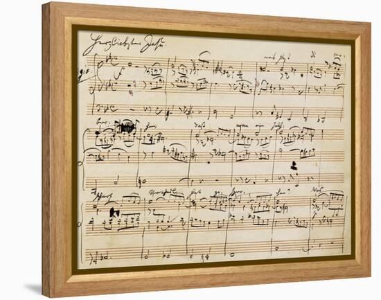 Handwritten Score for Herzliebster Jesu, Chorale Prelude No 2-Johannes Brahms-Framed Premier Image Canvas