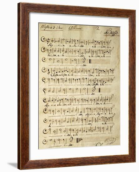 Handwritten Score for Mass for Three Voices-Tomaso Albinoni-Framed Giclee Print