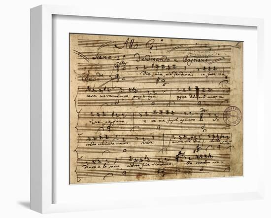 Handwritten Sheet Music for Il Flaminio-null-Framed Giclee Print